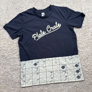 Plate Crate Kids YM TShirt Navy Blue Baseball‎ Diamond Print Short Sleeve Tee